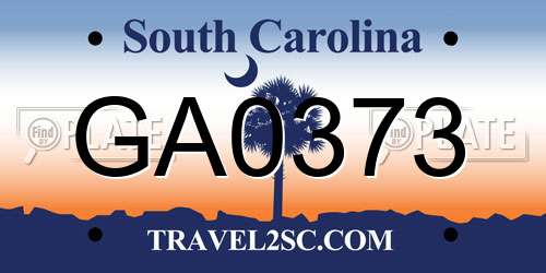 GA0373 South Carolina License Plate