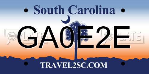 GA0E2E South Carolina License Plate