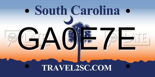 GA0E7E South Carolina License Plate