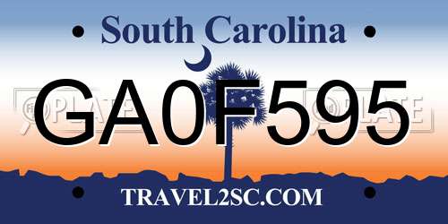 GA0F595 South Carolina License Plate