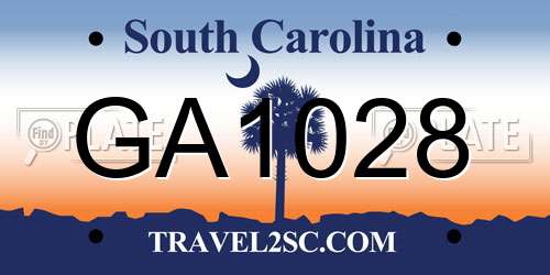 GA1028 South Carolina License Plate