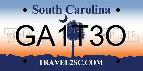 GA1T3O South Carolina License Plate