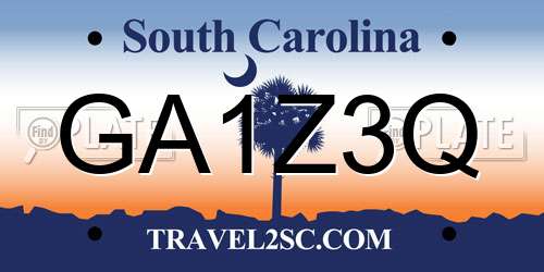 GA1Z3Q South Carolina License Plate