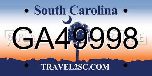 GA49998 South Carolina License Plate