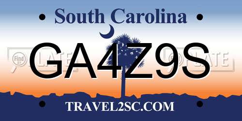 GA4Z9S South Carolina License Plate