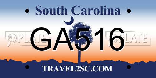GA516 South Carolina License Plate