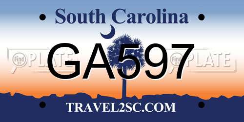 GA597 South Carolina License Plate