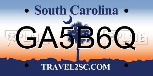 GA5B6Q South Carolina License Plate
