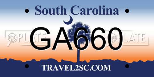 GA660 South Carolina License Plate