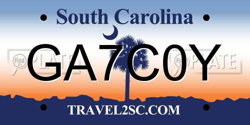 GA7C0Y South Carolina License Plate