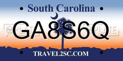 GA8S6Q South Carolina License Plate