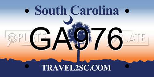 GA976 South Carolina License Plate