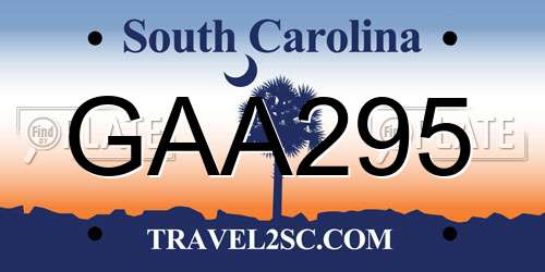 GAA295 South Carolina License Plate