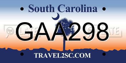 GAA298 South Carolina License Plate