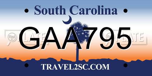 GAA795 South Carolina License Plate