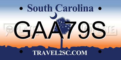 GAA79S South Carolina License Plate