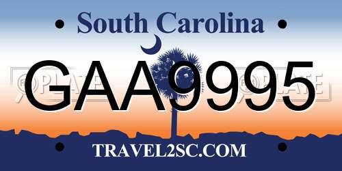 GAA9995 South Carolina License Plate