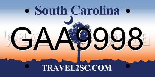 GAA9998 South Carolina License Plate