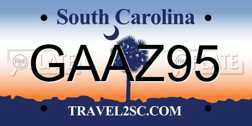 GAAZ95 South Carolina License Plate