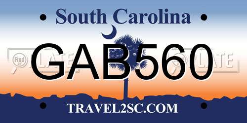GAB560 South Carolina License Plate