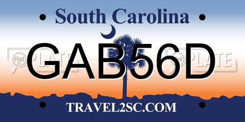 GAB56D South Carolina License Plate