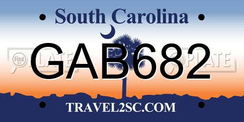 GAB682 South Carolina License Plate