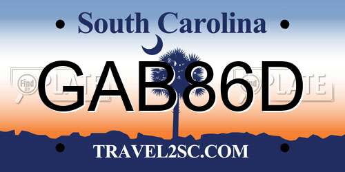 GAB86D South Carolina License Plate