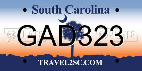 GAD323 South Carolina License Plate