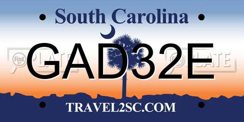 GAD32E South Carolina License Plate