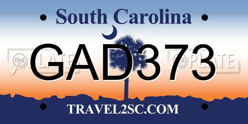 GAD373 South Carolina License Plate
