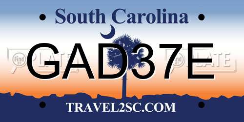 GAD37E South Carolina License Plate