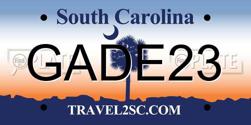 GADE23 South Carolina License Plate