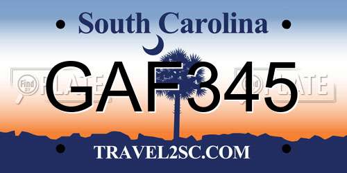 GAF345 South Carolina License Plate