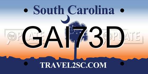 GAI73D South Carolina License Plate