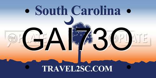 GAI73O South Carolina License Plate