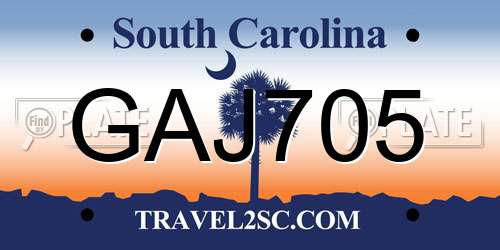 GAJ705 South Carolina License Plate