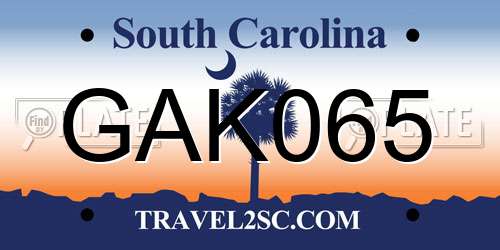 GAK065 South Carolina License Plate