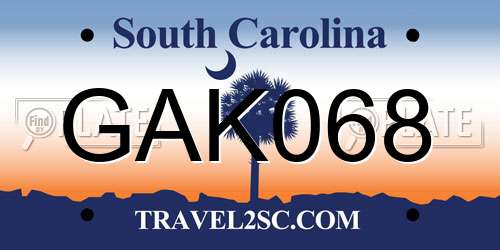 GAK068 South Carolina License Plate