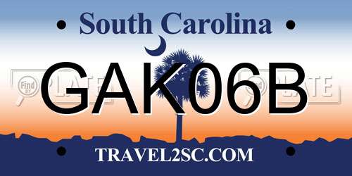 GAK06B South Carolina License Plate