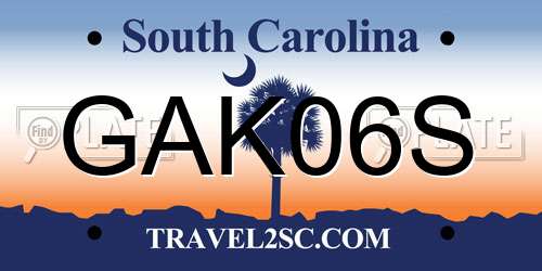 GAK06S South Carolina License Plate