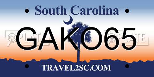 GAKO65 South Carolina License Plate