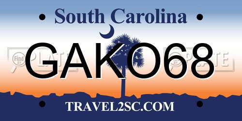 GAKO68 South Carolina License Plate