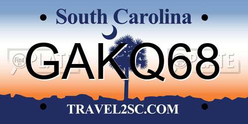 GAKQ68 South Carolina License Plate