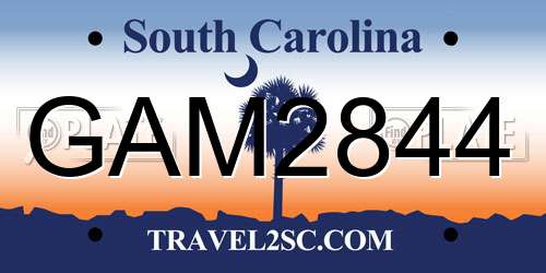 GAM2844 South Carolina License Plate