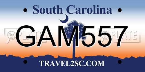 GAM557 South Carolina License Plate