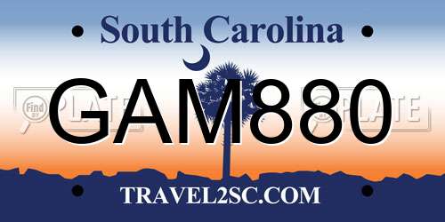 GAM880 South Carolina License Plate
