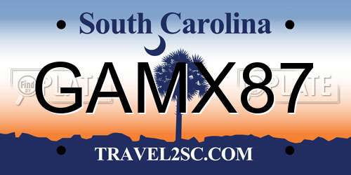 GAMX87 South Carolina License Plate