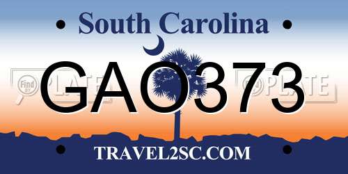 GAO373 South Carolina License Plate
