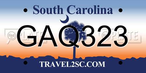 GAQ323 South Carolina License Plate