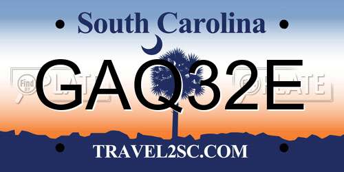 GAQ32E South Carolina License Plate